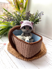 Crochet Pattern Baby Cat in a Basket