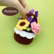 Crochet Pattern  Flower Basket and Flowers