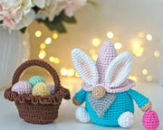 Easter crochet bunny gnome with basket pattern