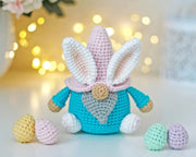 Easter crochet bunny gnome with basket pattern