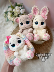 bunny and cat Crochet Pattern «Soft paws».