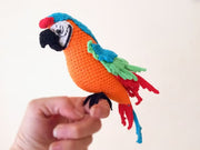 Red and blue macaw Crochet bird  Amigurumi toy