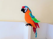 Red and blue macaw Crochet bird  Amigurumi toy