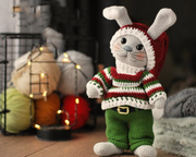 Amigurumi funny Bunny in Christmas Costume